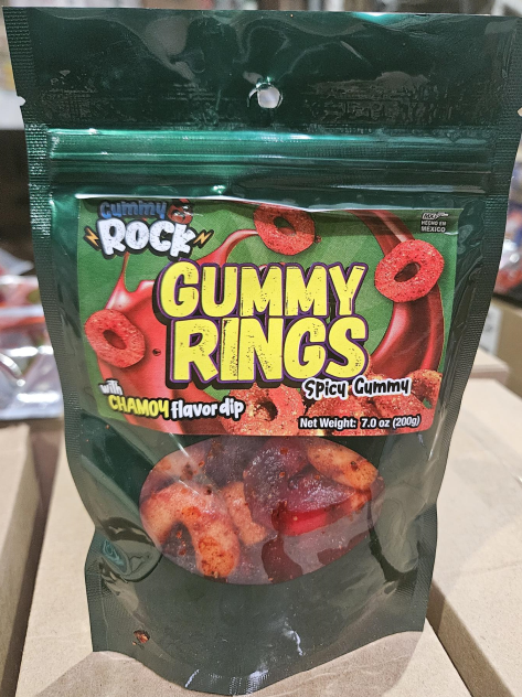 Rock Gummy Peach Rings Spicy 7oz