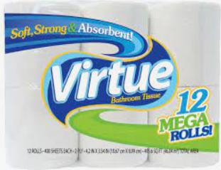 Virtue Toilet Paper 4/12  Rolls (Sold by the case)