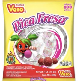 Vero Pica Fresa Gomas  1/100pz (8cs) (Sold by each)